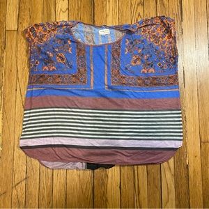 Anthropologie Dream Daily Womens Parquet Pullover Short  Sleeve Shirt Top Large
